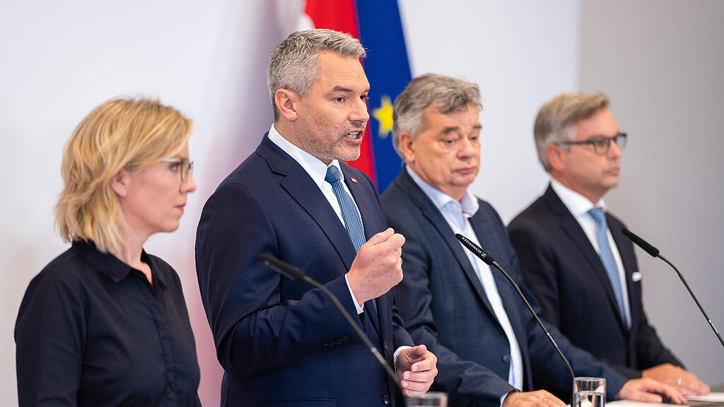 Gewessler, Nehammer, Kogler, Brunner