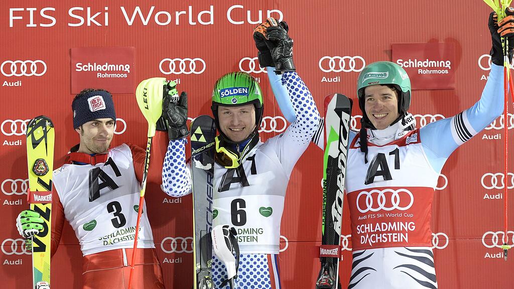 Choroshilov (m.) gewinnt vor Gross (l.) und Neureuther.