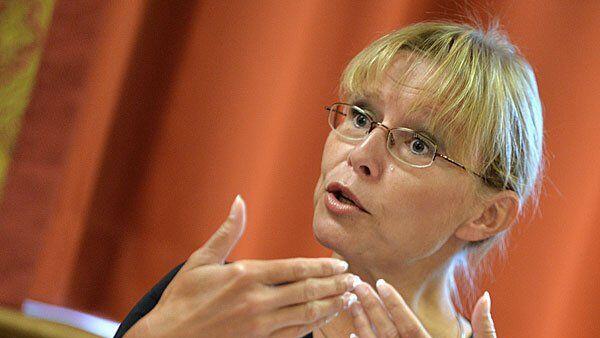 Justizministerin Beatrix Karl bei der Pressekonferenz in Alpbach