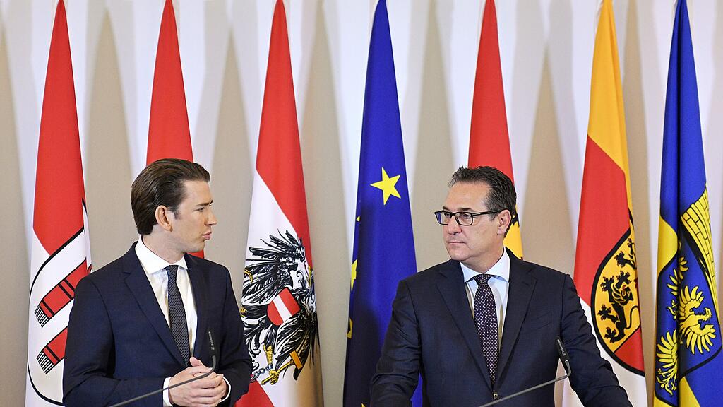 Kurz (links) und Strache beim Pressegespräch.