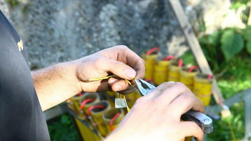 Aufbau des Feuerwerks