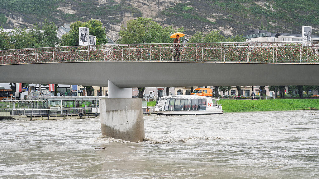 Hochwasser in der Stadt Salzburg