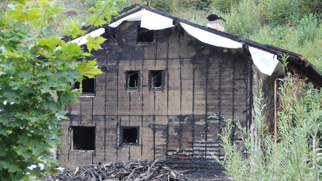 Brandruine am Tag danach