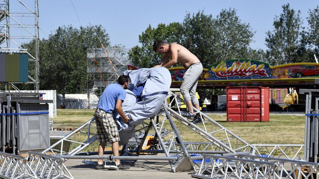 Aufbauarbeiten Donauinselfest 2018