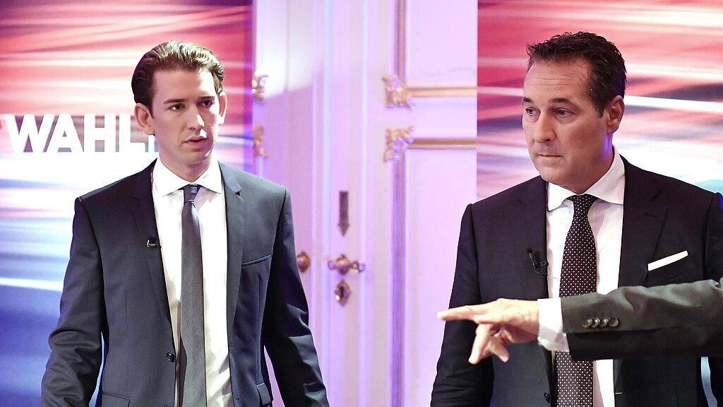 Kurz (li.) und Strache treffen sich zu Gesprächen.