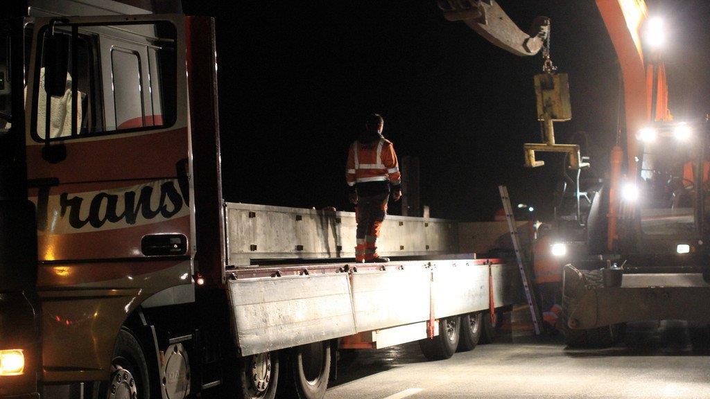 Nachtbaustelle auf der A1