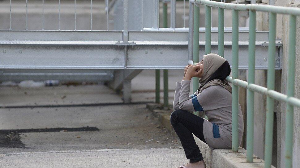 Eine Frau im Flüchtlingslager Traiskirchen.