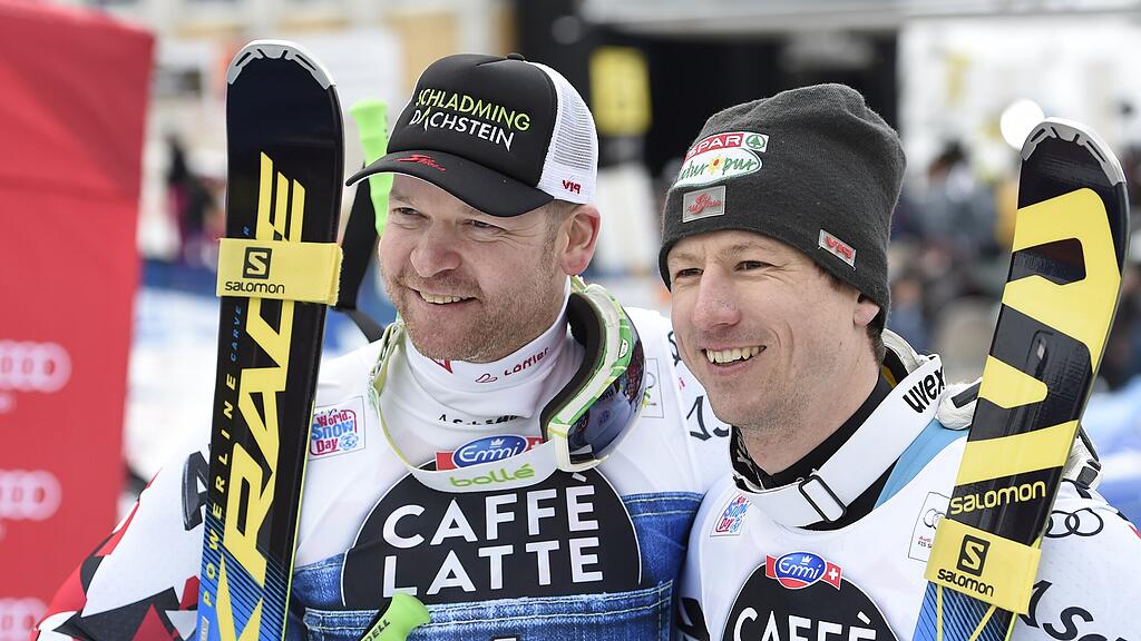 Klaus Kröll (li.) und Hannes Reichelt nach der Wengen-Abfahrt.