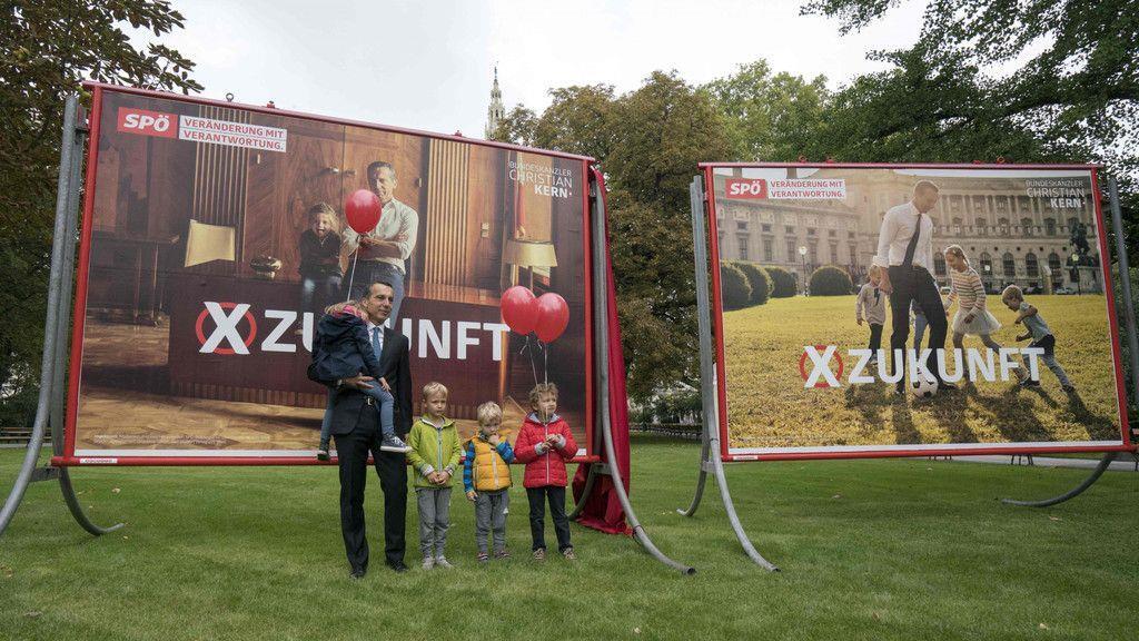 Neue SPÖ-Plakatserie zeigt Kern mit Kindern