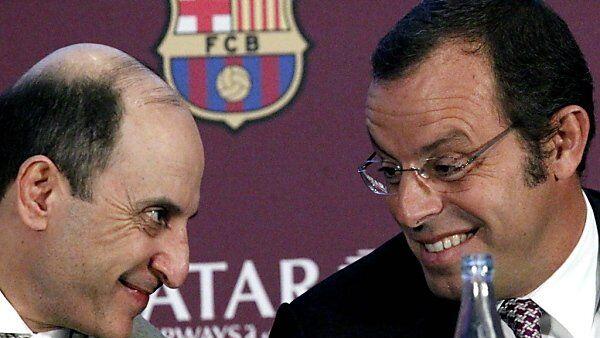 Barca-Präsident Rosell (r.) und QA-Chef Al Baker