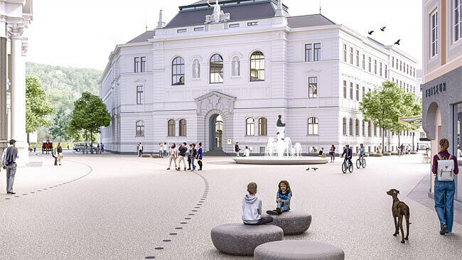 Der verlegte Brunnen soll als visuelles Gelenk am Kajetanerplatz fungieren.
