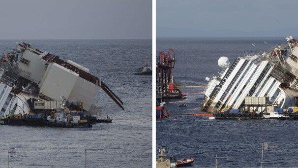 Wrack der Costa Concordia ist aufgerichtet