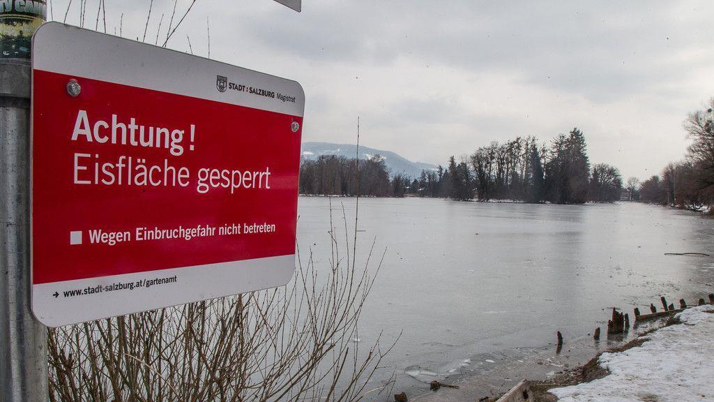 Bitterkaltes Wetter am Leopoldskroner Weiher
