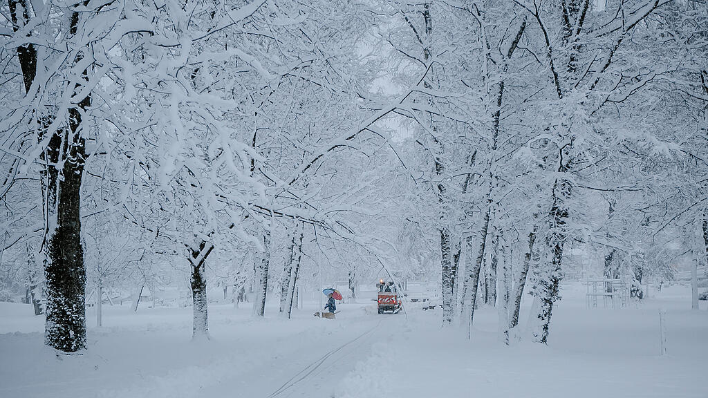 Verschneites Salzburg in den Morgenstunden