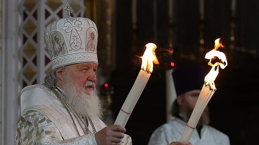Russisch-orthodoxer Patriarch Kirill bei der Osterfeier in Moskau