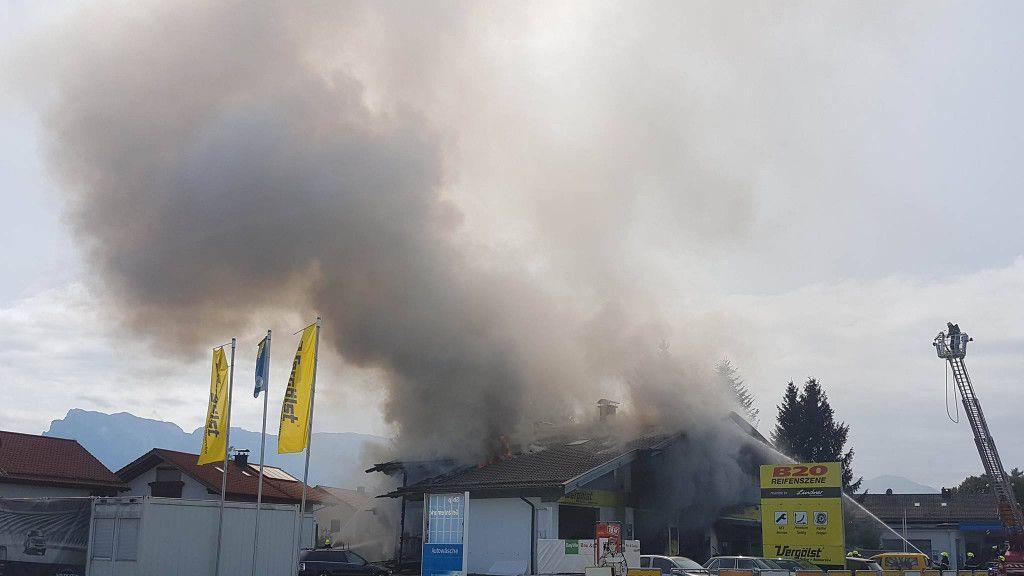 Werkstatt in Ainring in Flammen