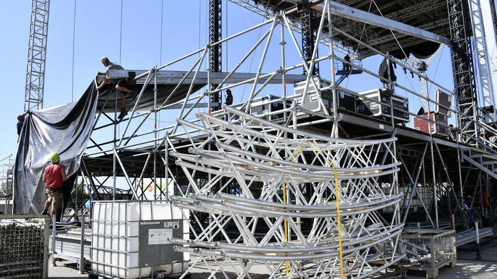Aufbauarbeiten Donauinselfest 2018