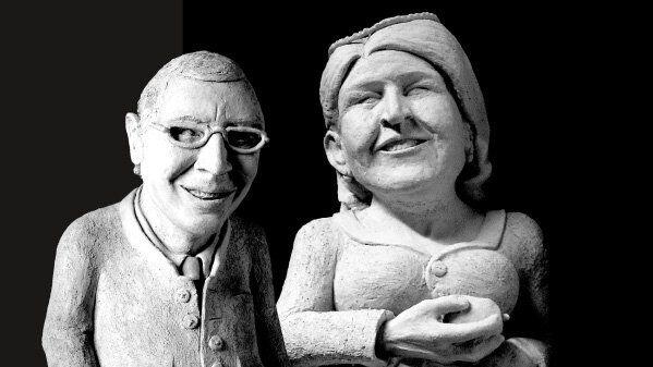 Wilfried Haslauer und Gabi Burgstaller als Gartenzwergerl.