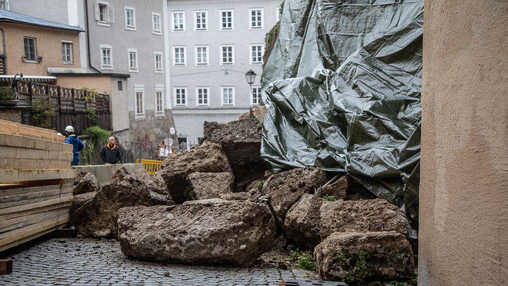 Historische Mauer in Salzburg-Mülln eingestürzt