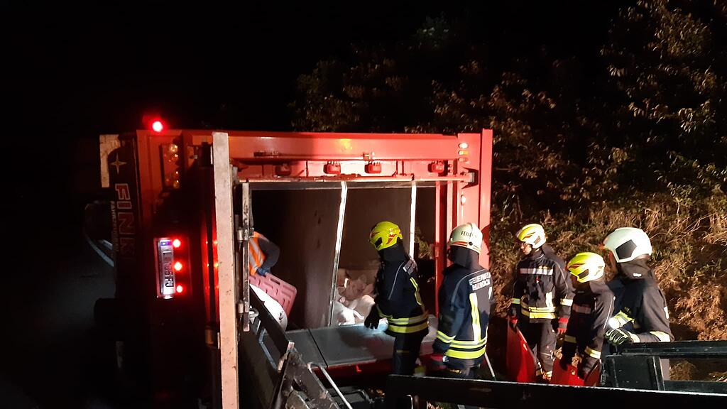 Schweinetransport kippt in NÖ um