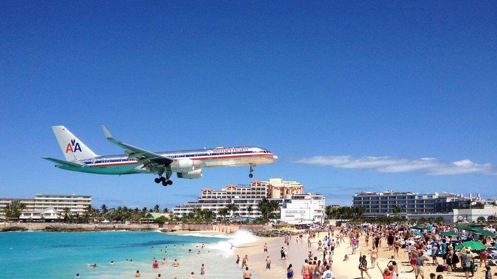 Princess Juliana International Airport auf St. Maarten in der Karibik.