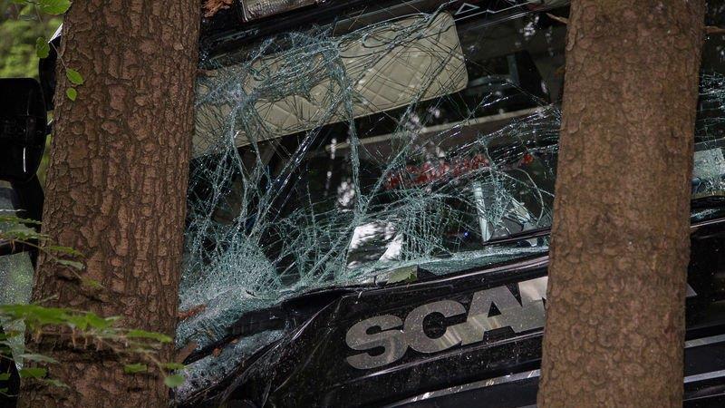 B20: Lkw kracht in Bäume