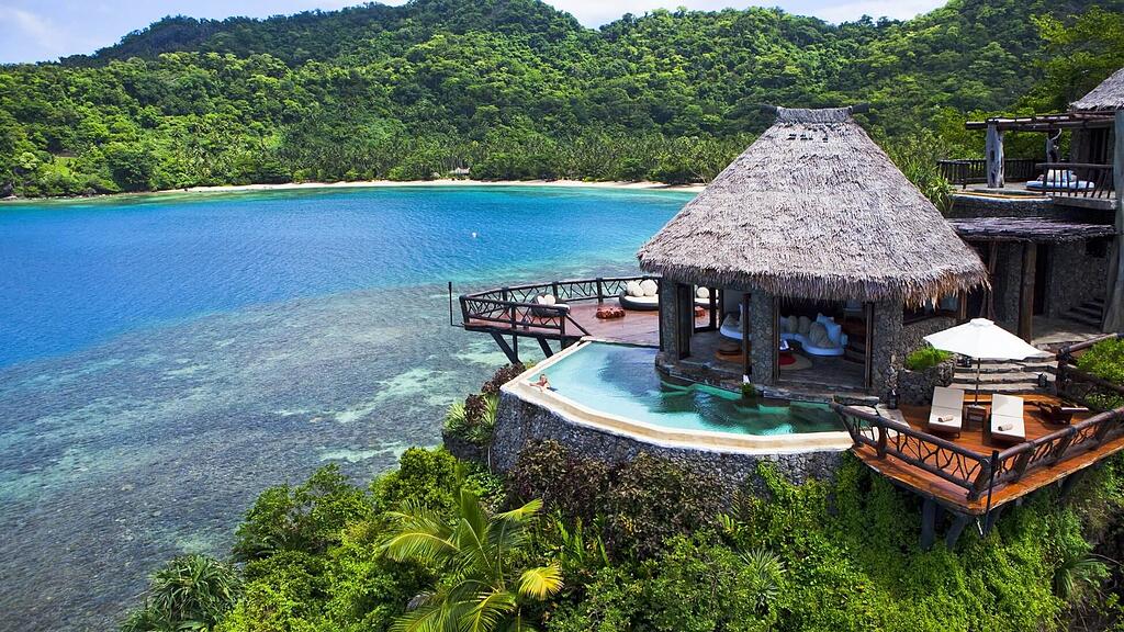 Manche Hotels, wie etwa das Luacala Island Resort auf den Fidschi Inseln, verdienen mehr als fünf Sterne.