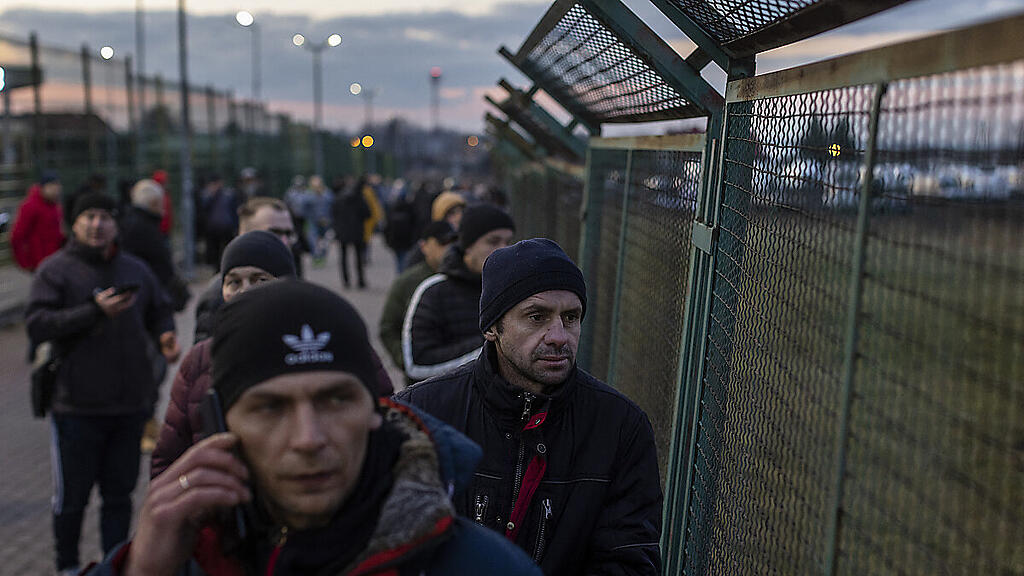 Ukrainische Flüchtlinge an der polnischen Grenze