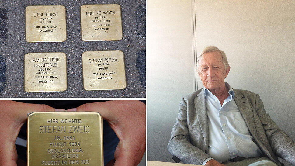 Gerhard Geier hat alle Stolpersteine in der Stadt Salzburg geputzt.