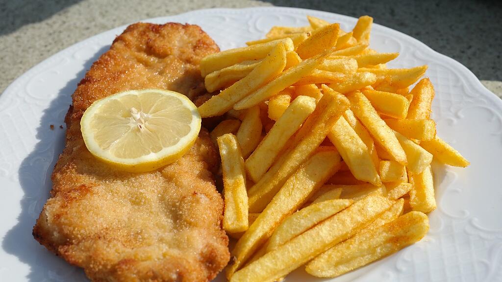 Schnitzel, Essen, Mahlzeit, Pommes, Gericht, SB