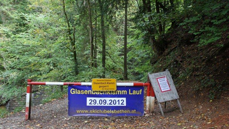 Glasenbach Klamm gesperrt