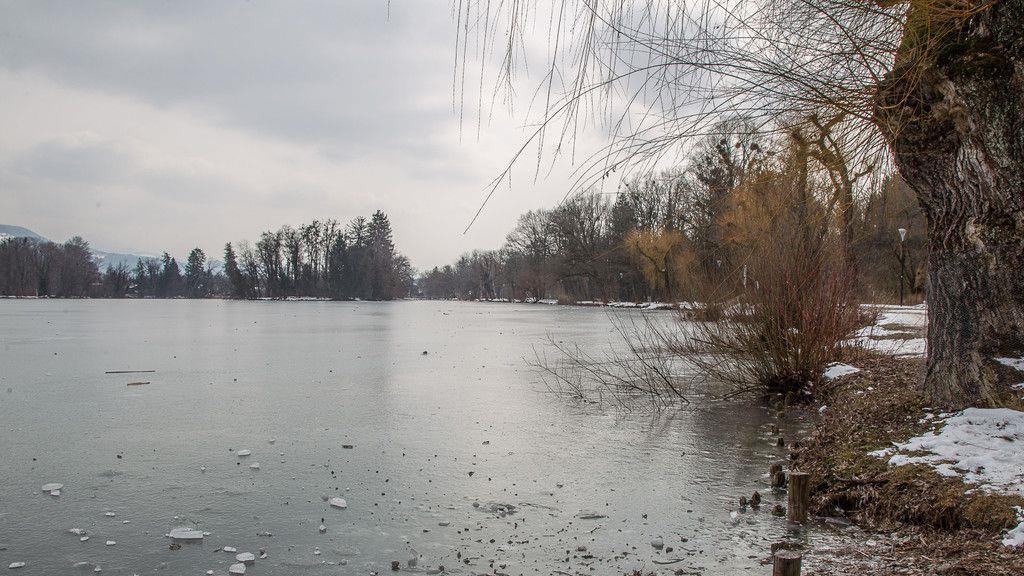 Bitterkaltes Wetter am Leopoldskroner Weiher