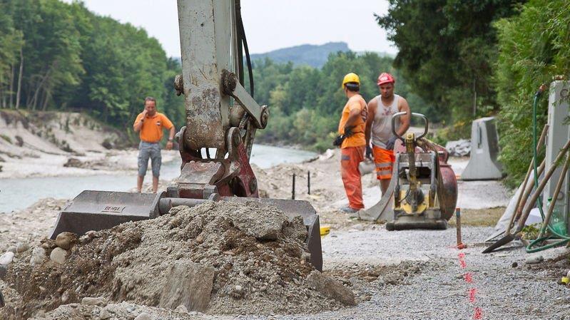 Bauarbeiten an rechter Saalachseite