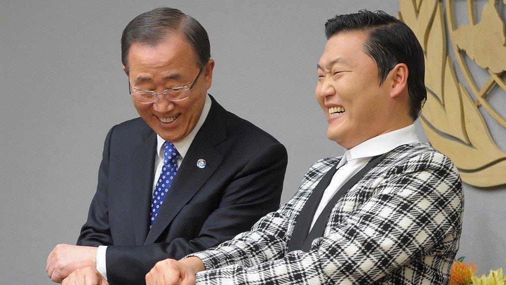 Ban Ki-Moon und Psy in Tanzlaune