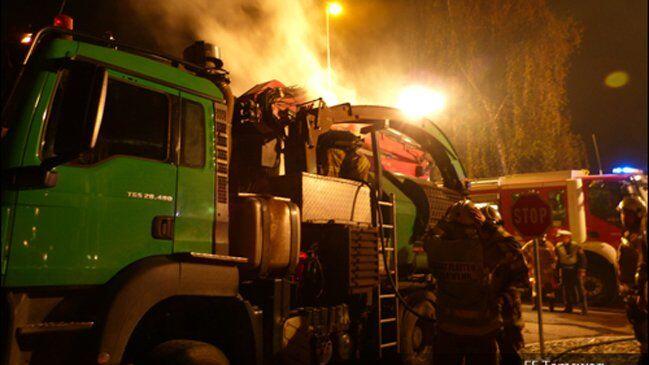 Die Maschine fing Feuer, verletzt wurde niemand.