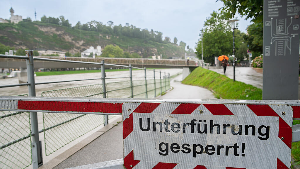 Hochwasser in der Stadt Salzburg
