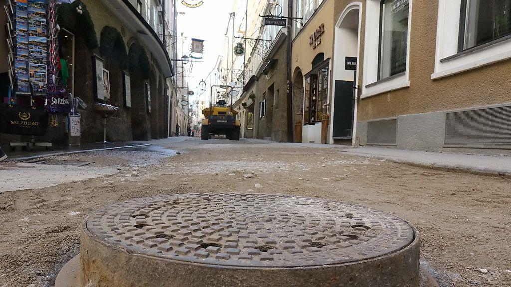 Bauarbeiten in der Getreidegasse
