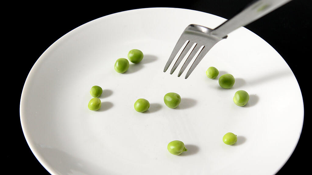Fasten, Diät, Erbsen, Teller, Gabel, Essen, Abnehmen, SB