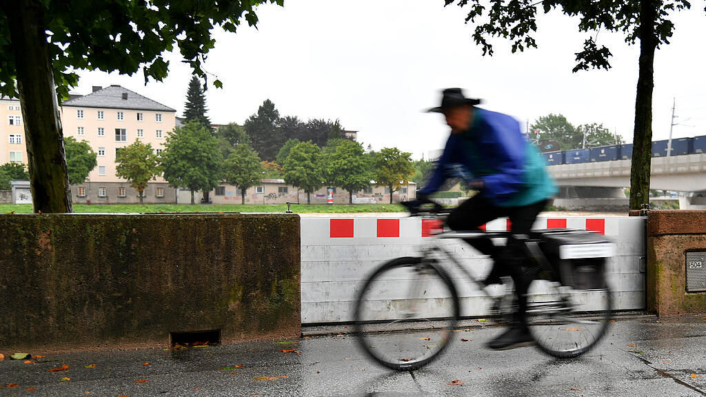 Hochwasser in der Stadt Salzburg
