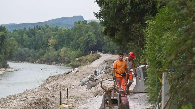 Bauarbeiten an rechter Saalachseite
