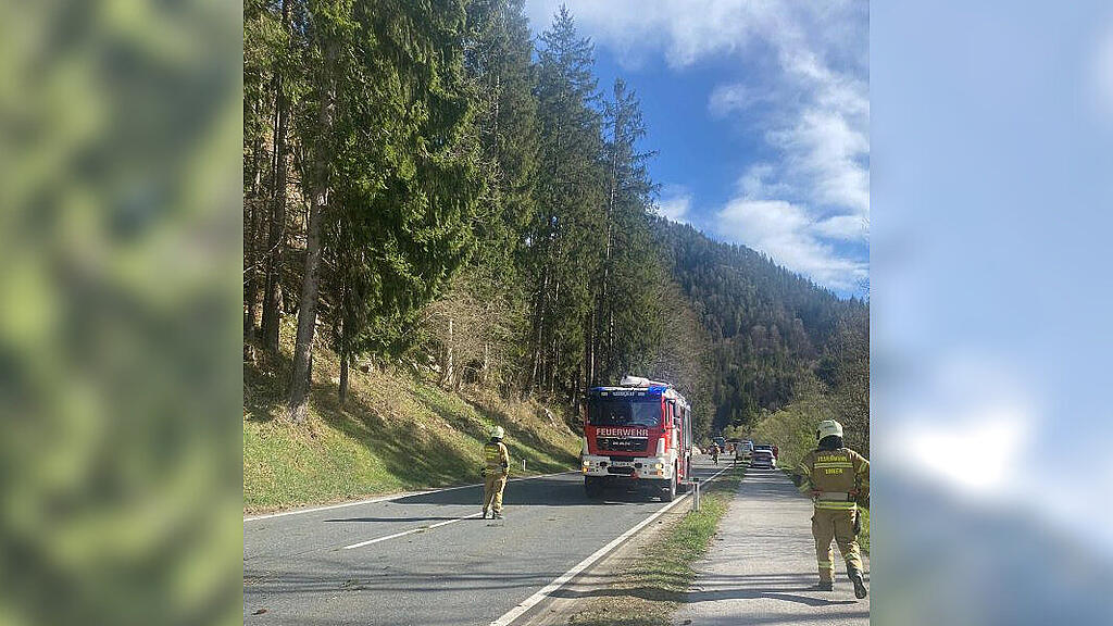 Baum st\u00fcrzt in Unken auf Auto