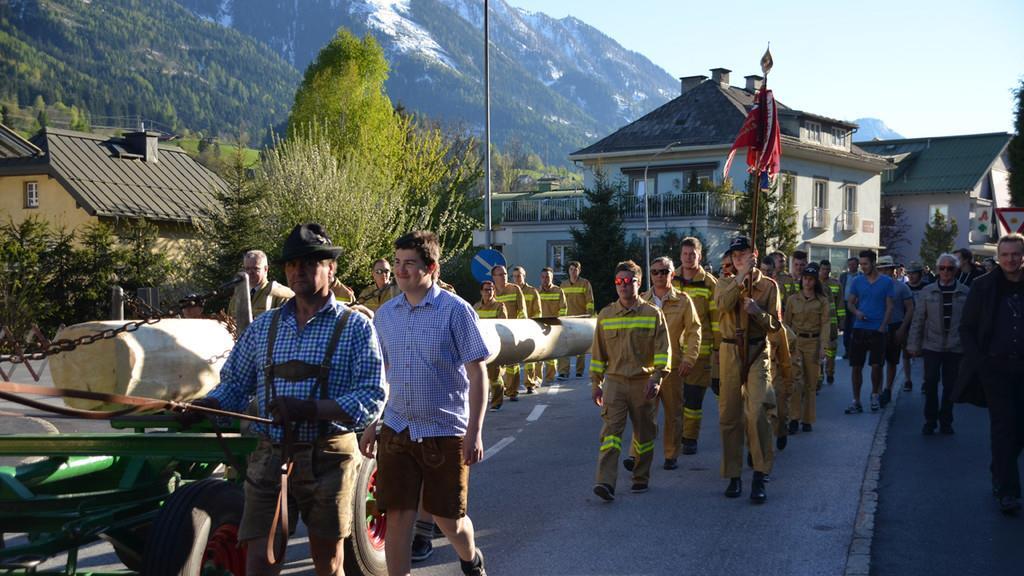 Schwarzacher Vereine bringen Maibaum