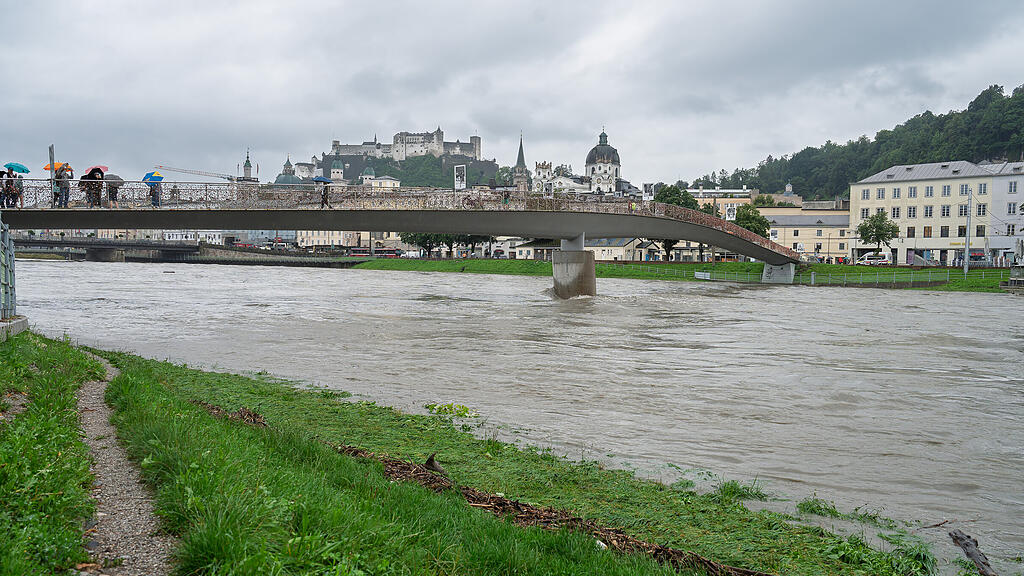 Hochwasser in der Stadt Salzburg