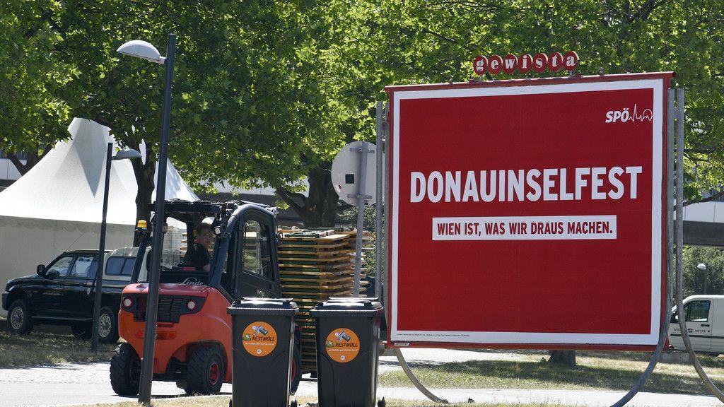 Aufbauarbeiten Donauinselfest 2018