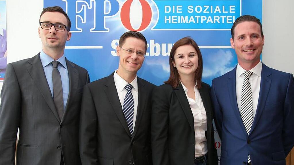 Das ist das Salzburger Führungsteam der FPÖ um Svazek (2.r.).