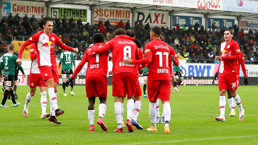 Bundesliga: Ried gegen Salzburg, Bullen, Marsch, Red Bull,