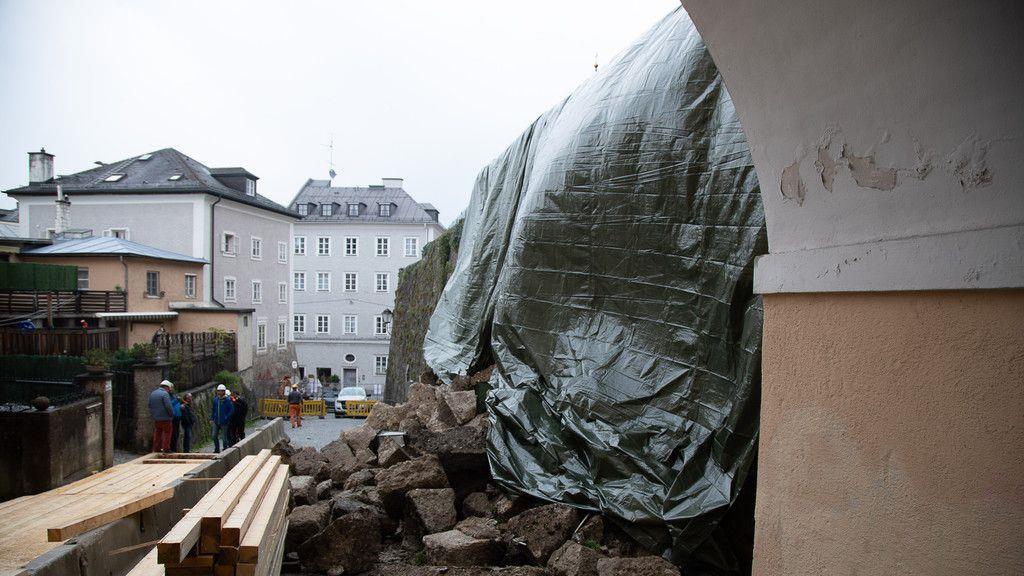 Historische Mauer in Salzburg-Mülln eingestürzt