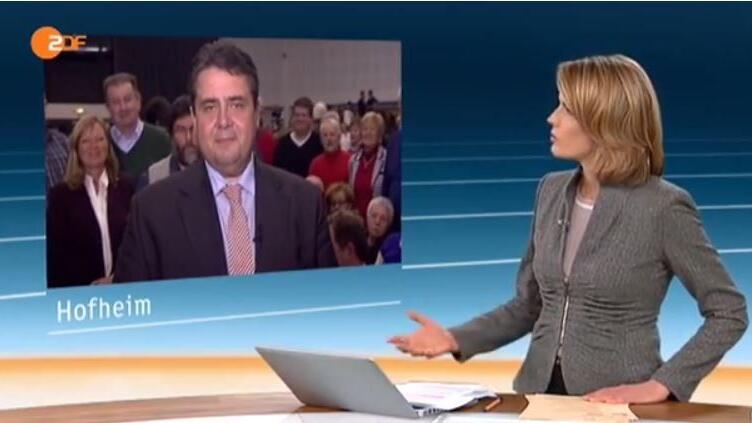 SPD-Parteichef Sigmar Gabriel geht verbal auf ZDF-Moderatorin Slomka los.