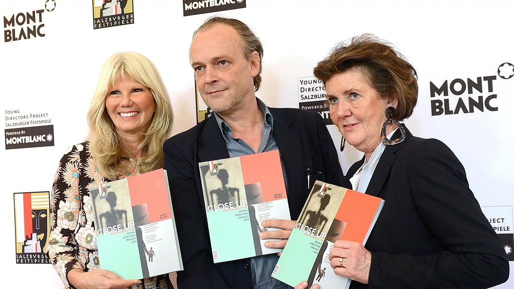 (v.l.) Ingrid Roosen-Trinks von der Kulturstiftung Montblanc, Schauspielchef Sven-Eric Bechtolf und Festspiel-Präsidentin Helga Rabl-Stadler am Freitag nach der PK der Salzburger Festspiele "Young Directors Project 2013; Close Up 2013 - Das neues Magazin des YDP" in Wien.