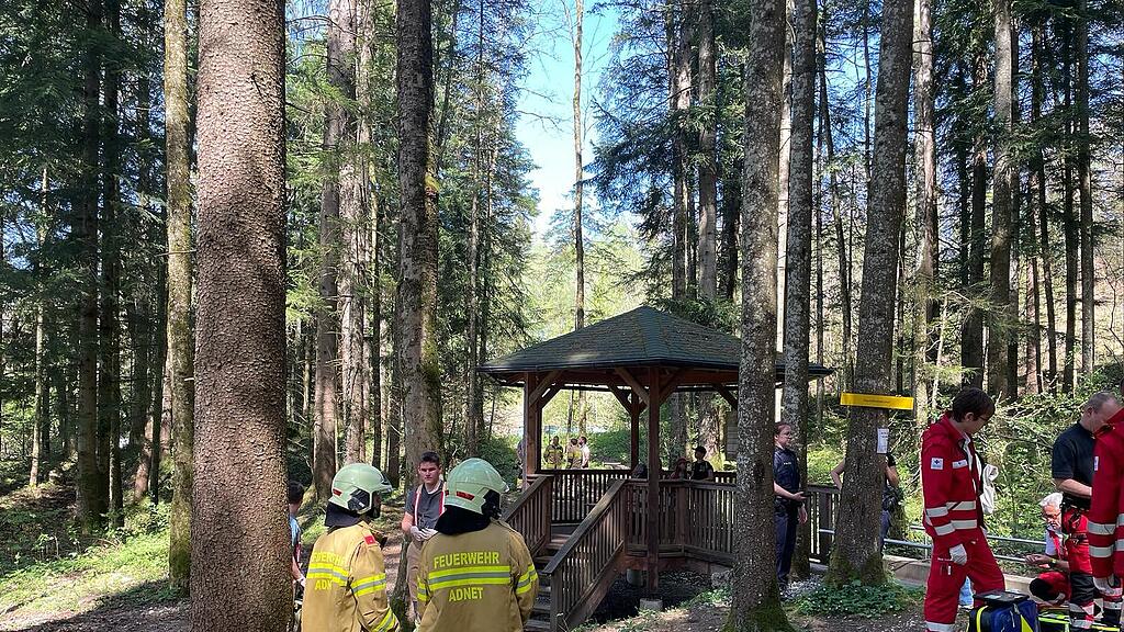 Rettungshubschrauber bei Kneippanlage in Adnet im Einsatz